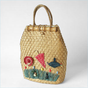 woven straw tote bag embellished