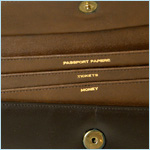 dark brown leather travel bag