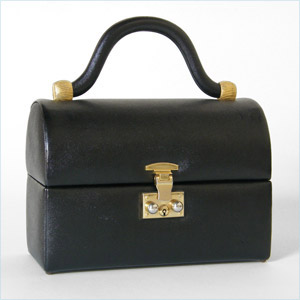 Textured black leather trunk bag by Prestige