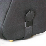 black evening bag with rounded triangular shape