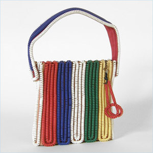 Cheerful, plastic telephone cord handbag